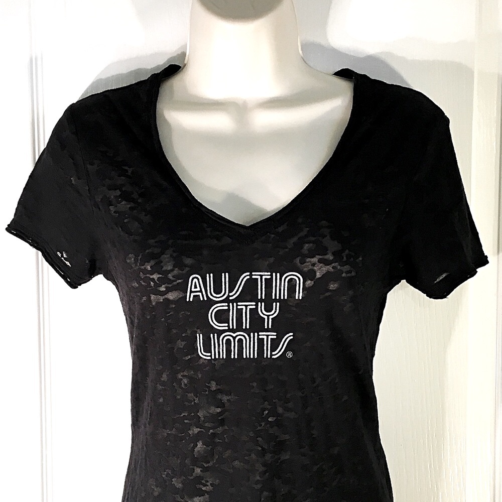 Austin City Limits Black Semi-Sheet V-Neck Tee